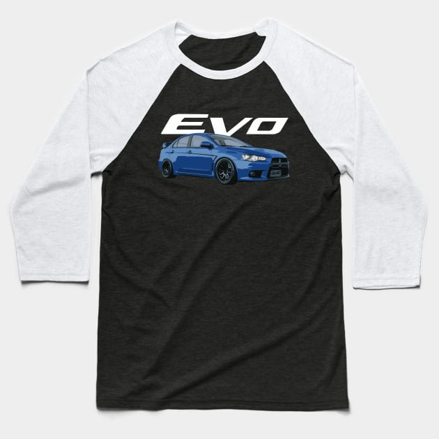 EVO X evolution 10 octane blue Baseball T-Shirt by cowtown_cowboy